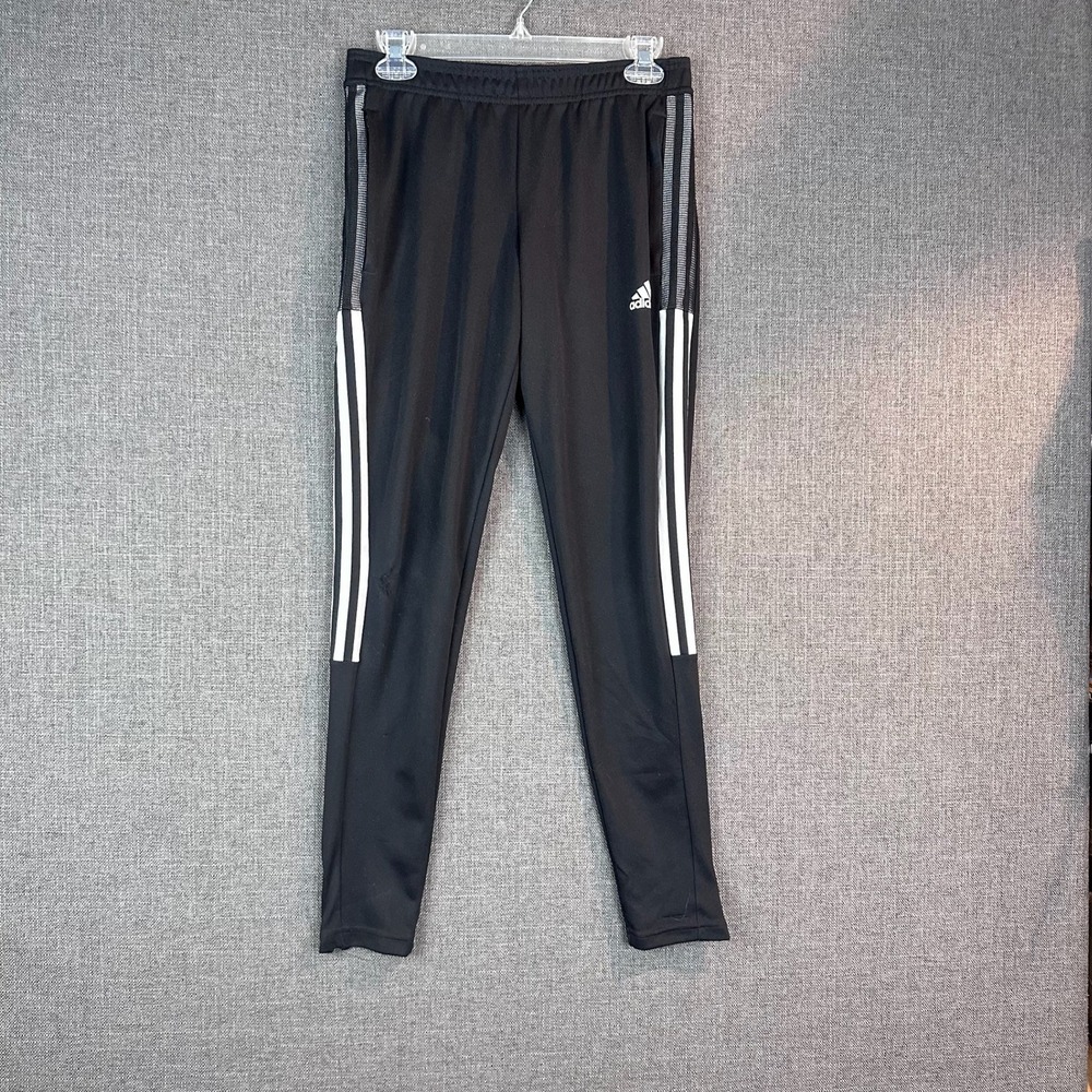 Adidas AEROREADY Black White Striped Soccer Track Pants Joggers S